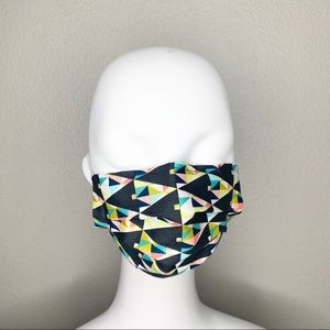 CUTE Navy Geometric Mask w Nose Wire & Pocket
